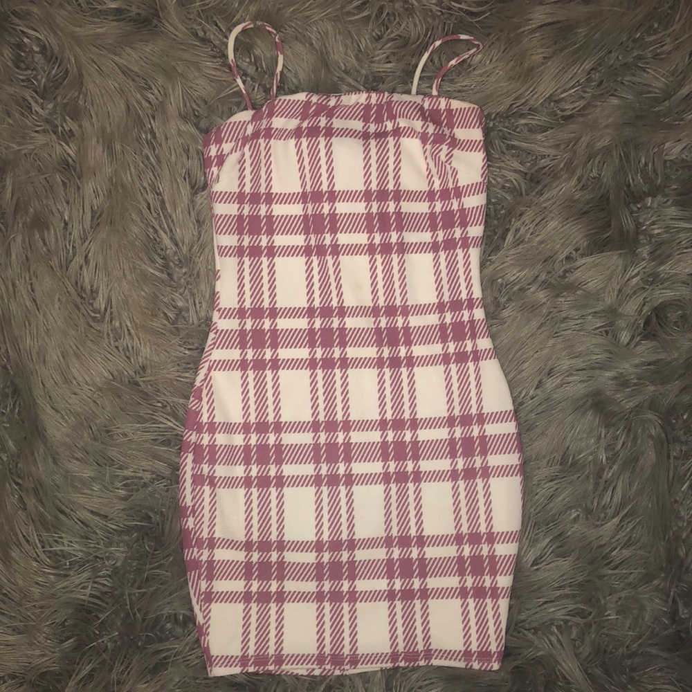 Fashion Nova Mauve Plaid Dress
